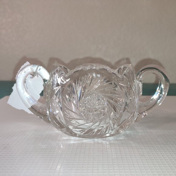 Bohemian Crystal Bowl with Handles Vintage Sugar Candy Jar Star Design boho chic - Picture 2 of 7